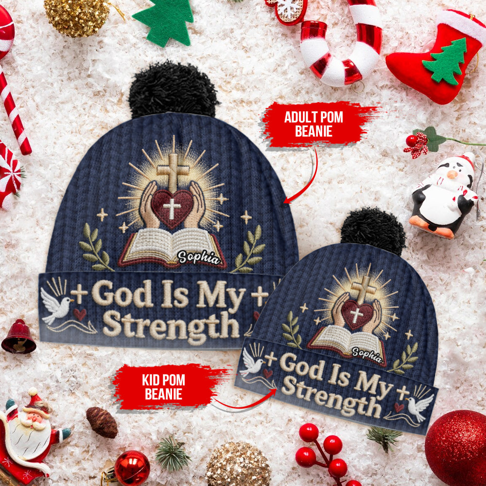God Is My Strength - Personalized Christian Beanie Hat