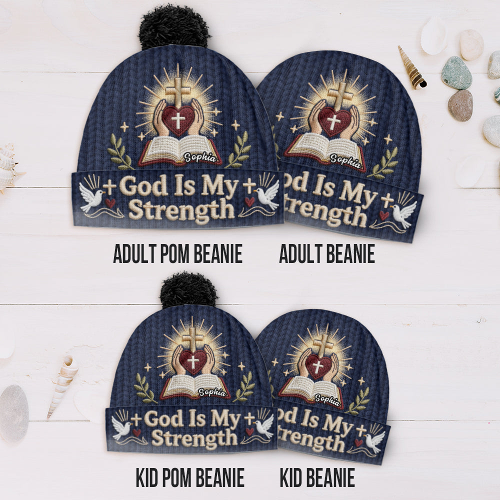 God Is My Strength - Personalized Christian Beanie Hat