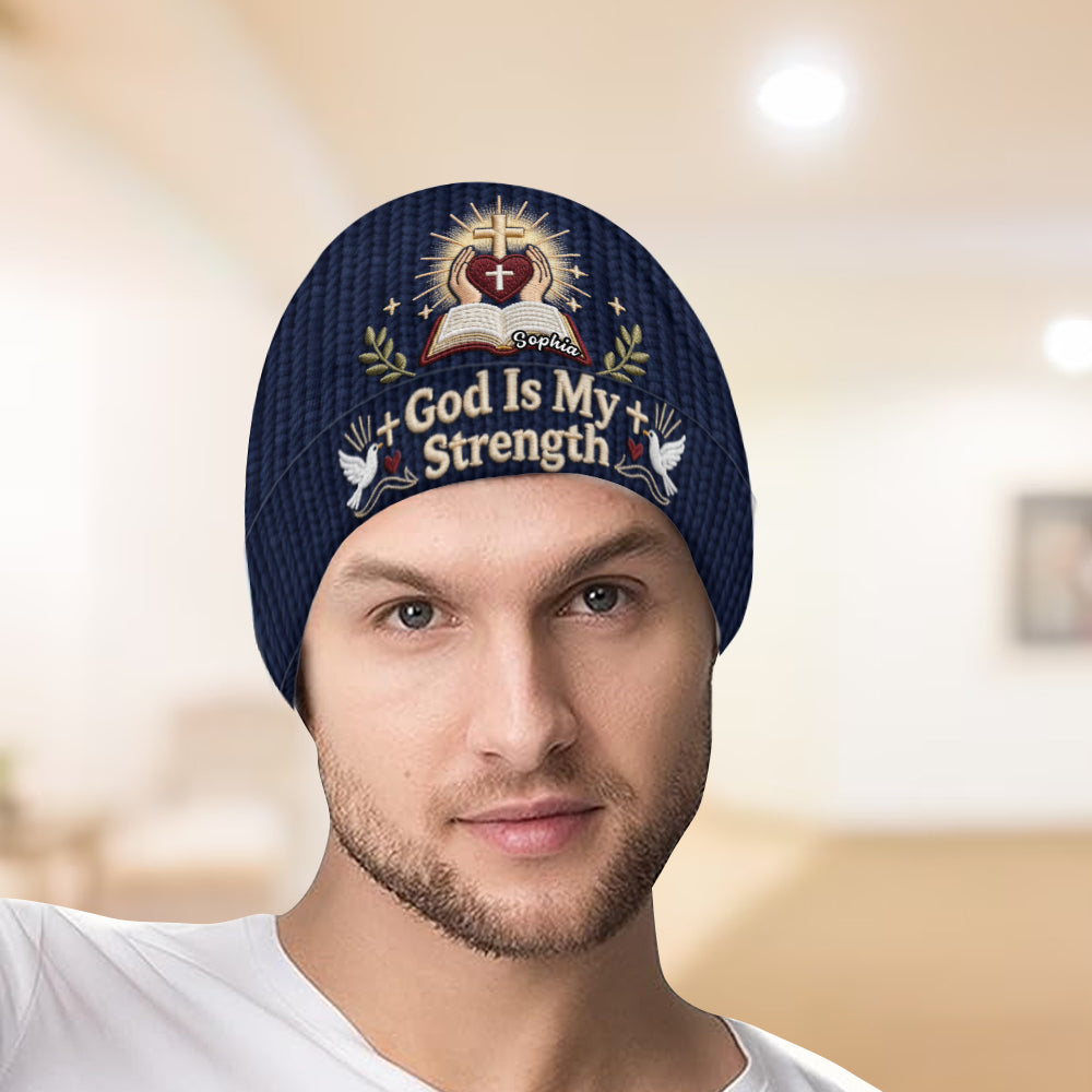 God Is My Strength - Personalized Christian Beanie Hat