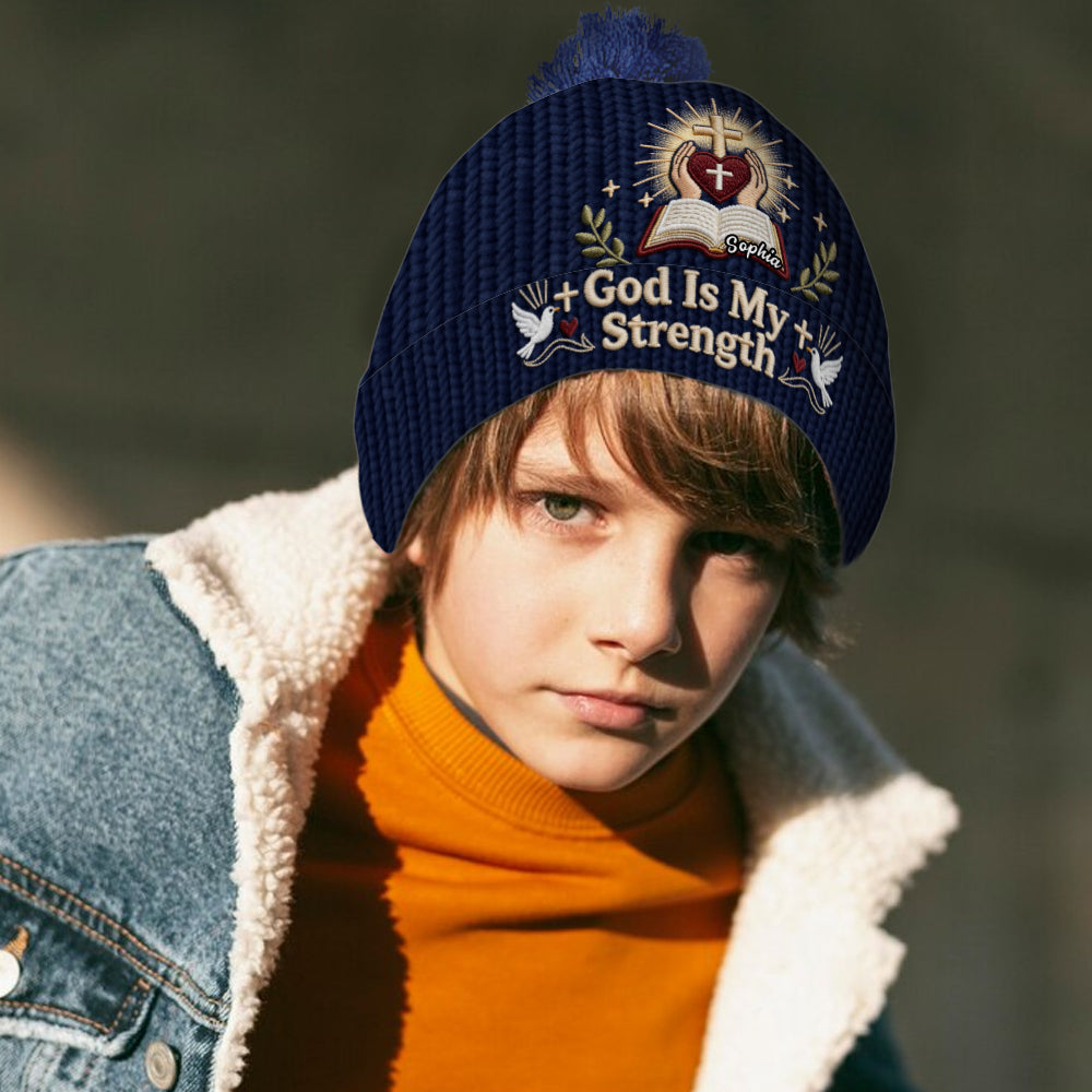 God Is My Strength - Personalized Christian Beanie Hat