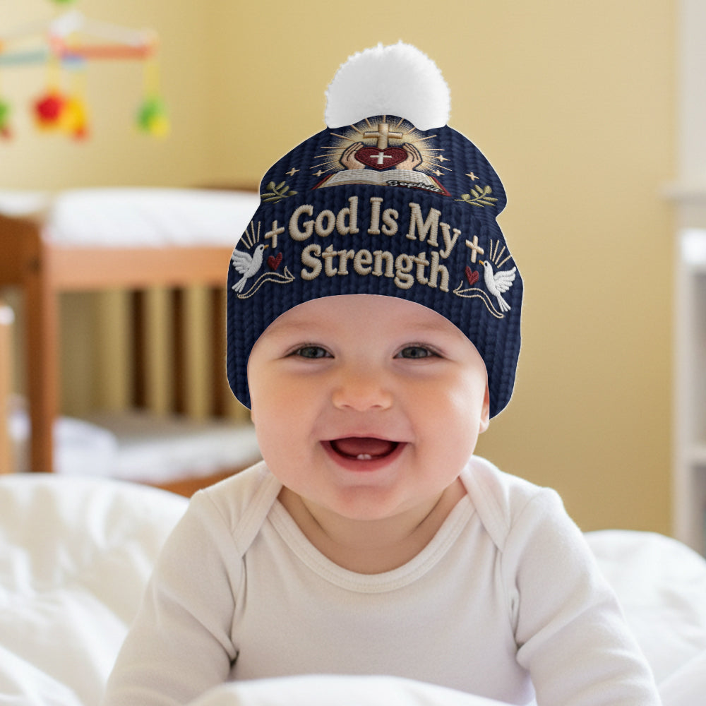 God Is My Strength - Personalized Christian Beanie Hat