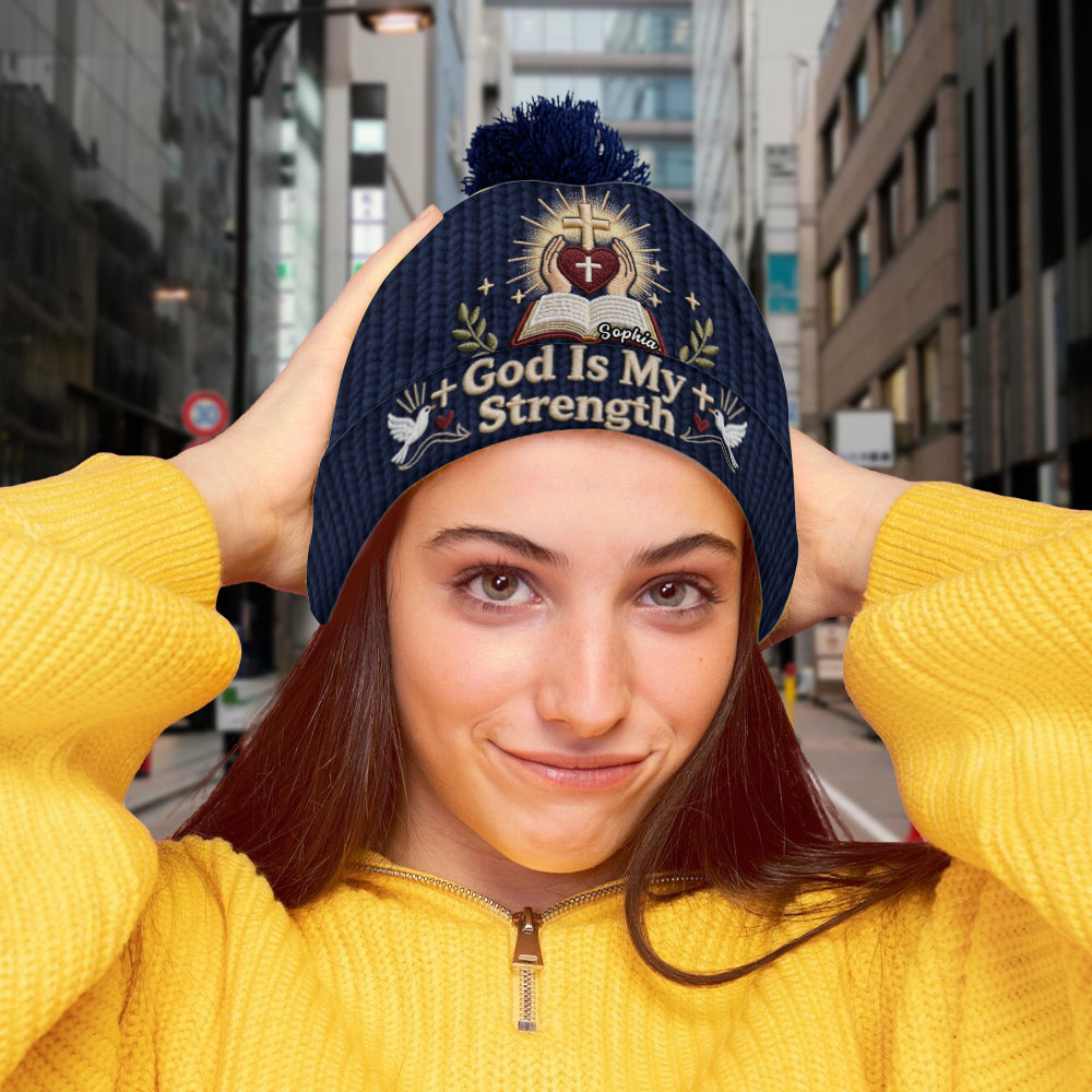 God Is My Strength - Personalized Christian Beanie Hat