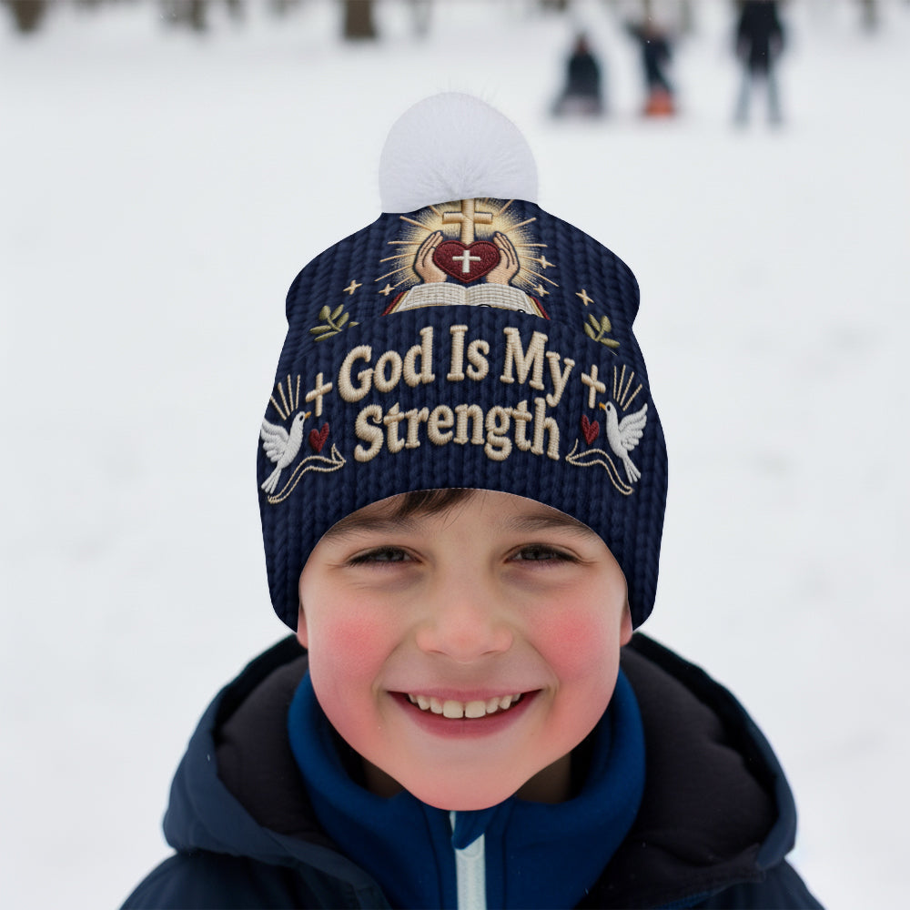 God Is My Strength - Personalized Christian Beanie Hat