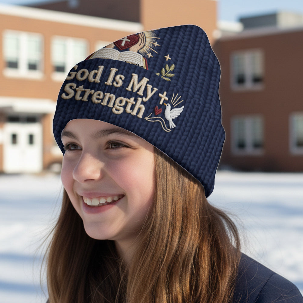 God Is My Strength - Personalized Christian Beanie Hat