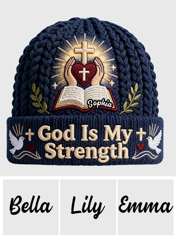 God Is My Strength - Personalized Christian Beanie Hat