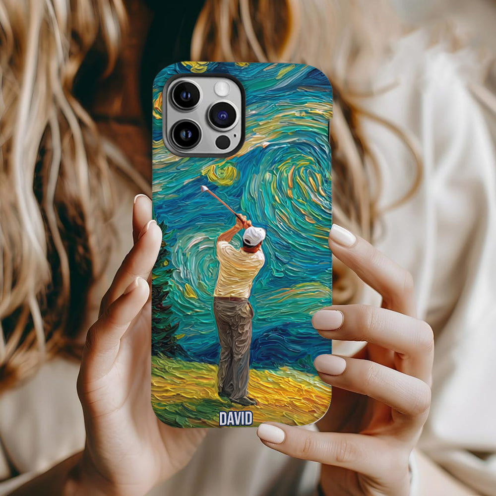 Golfing Under Starry Night - Personalized Golf Full Print Phone Case