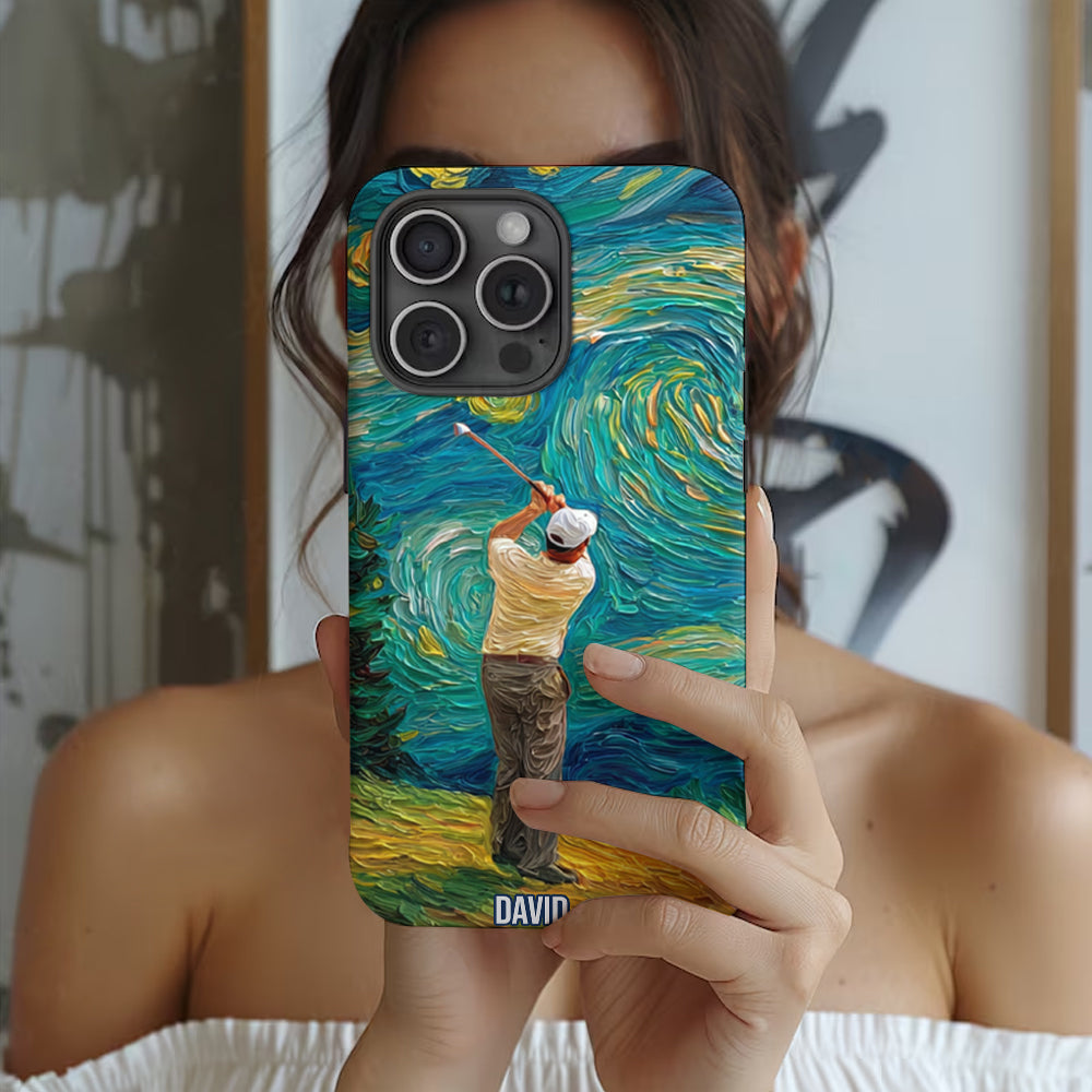 Golfing Under Starry Night - Personalized Golf Full Print Phone Case
