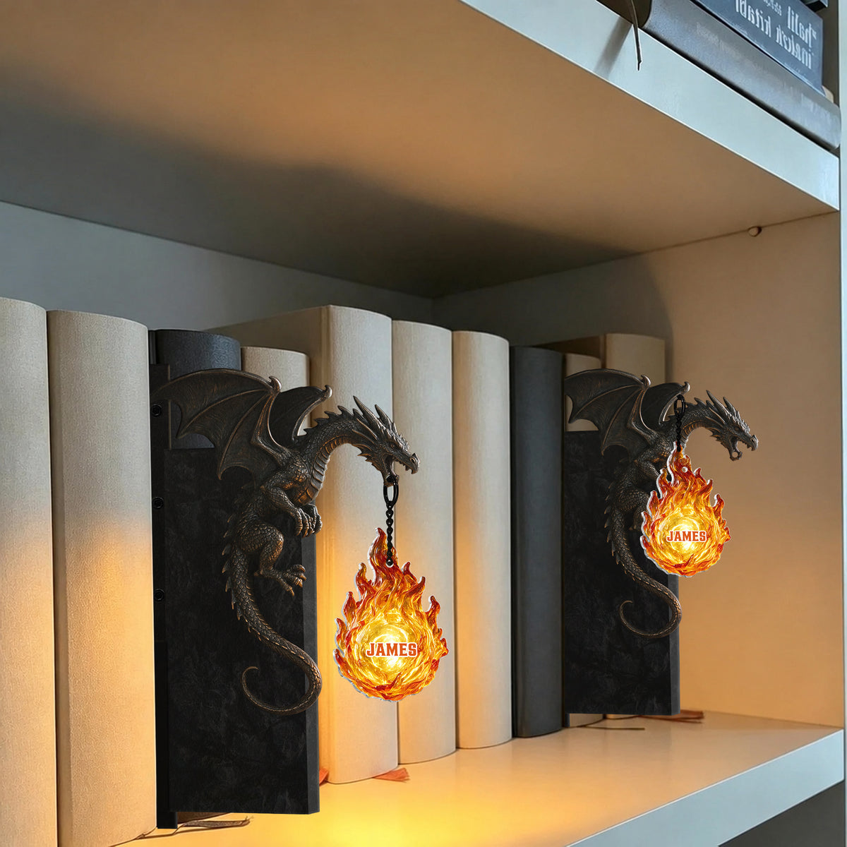 Dragon Lovers Gift - Personalized Dragon Bookshelf Lamp