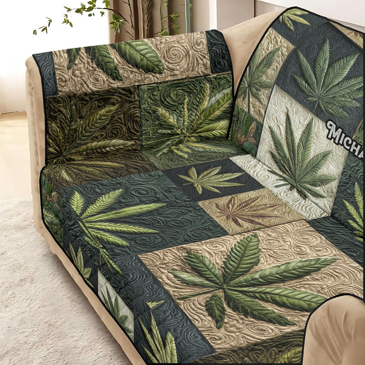 I Like Big Buds - Personalized Weed Quilted Sofa/Couch Cover
