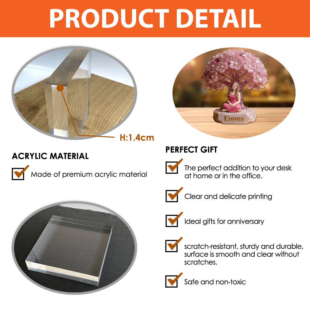 Any Photo Birthstone Style Flower Tree - Personalized Birth Stone Custom Shaped Acrylic Plaque