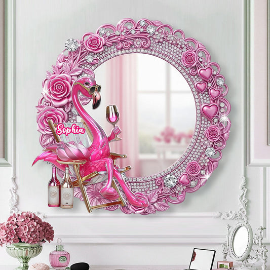 Be a Flamingo In a Flock of Pigeons - Personalized Flamingo Wall Hanging Mirror