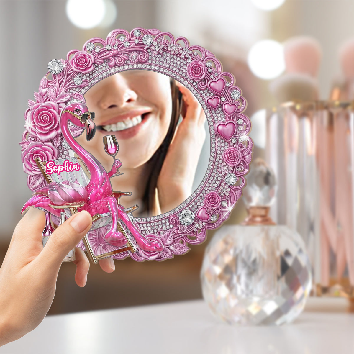 Be a Flamingo In a Flock of Pigeons - Personalized Flamingo Wall Hanging Mirror