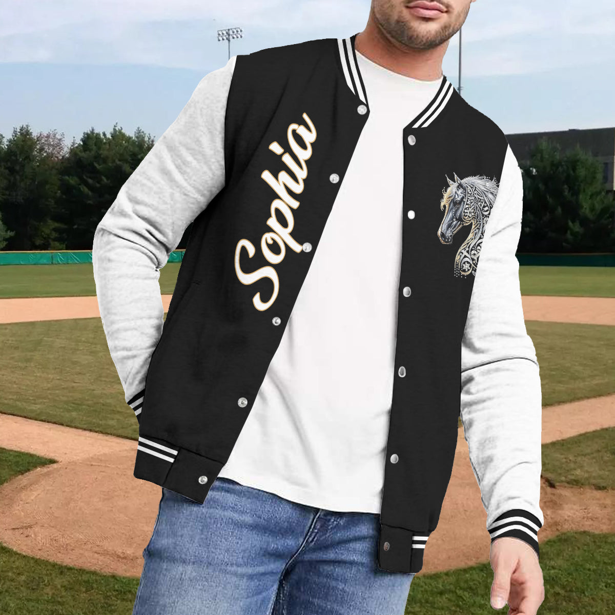 Love Horse - Personalized Horse Varsity Jacket