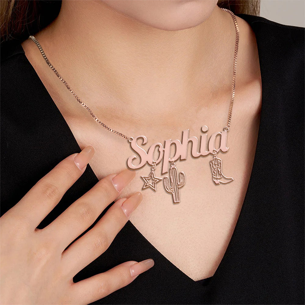Cowgirl Era - Personalized Cowgirl Necklace With Charms