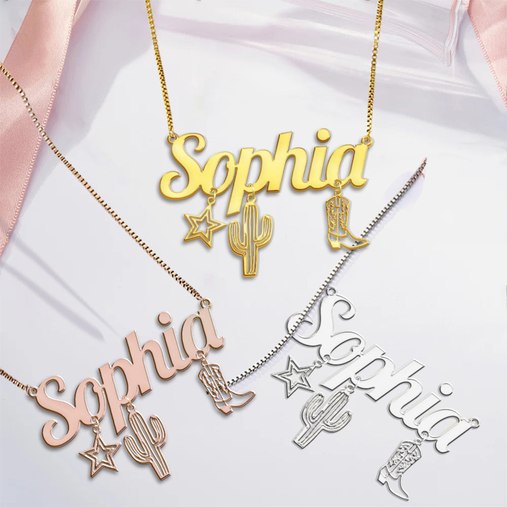 Cowgirl Era - Personalized Cowgirl Necklace With Charms