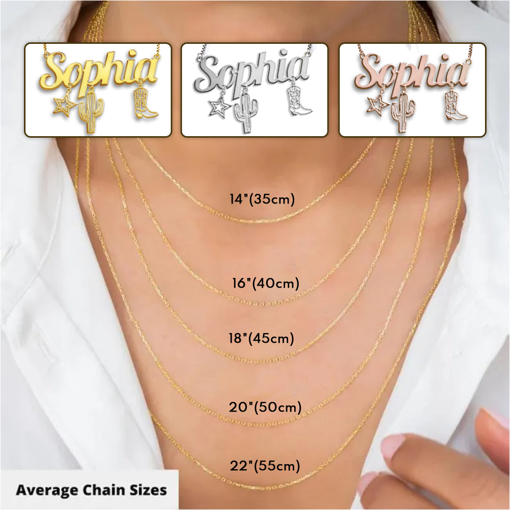 Cowgirl Era - Personalized Cowgirl Necklace With Charms