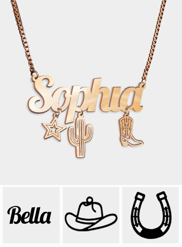 Cowgirl Era - Personalized Cowgirl Necklace With Charms