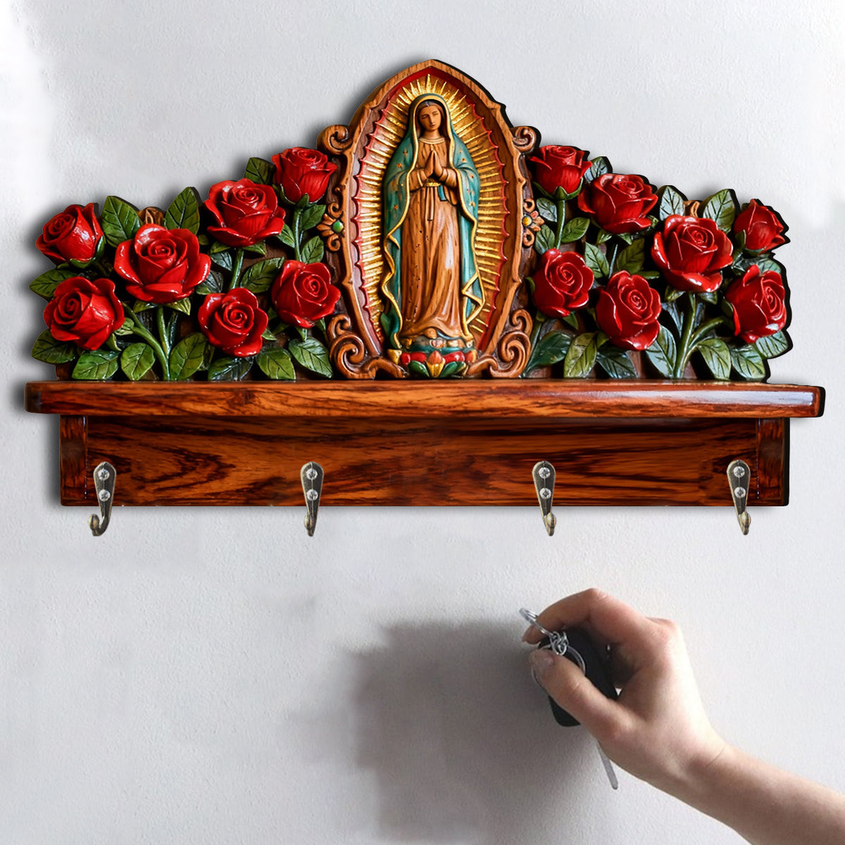 Our Lady Of Guadalupe - Personalized Christian Custom Shaped Hanging Rack
