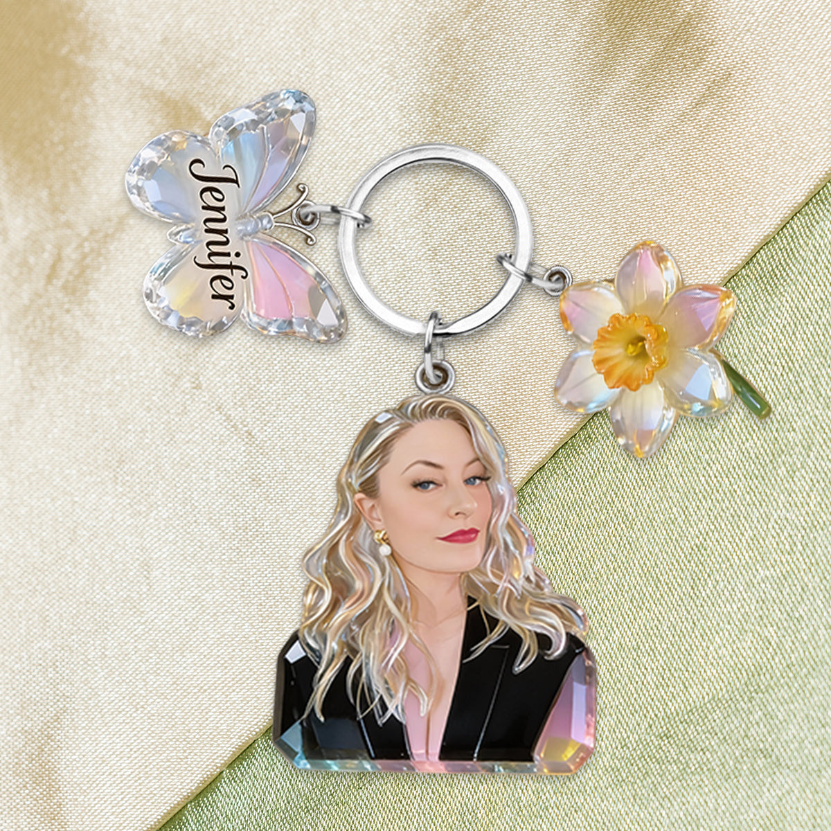 The Her Story Gift Set  - Personalized Bookshelf Lamp & Journal & Keychain With Charm