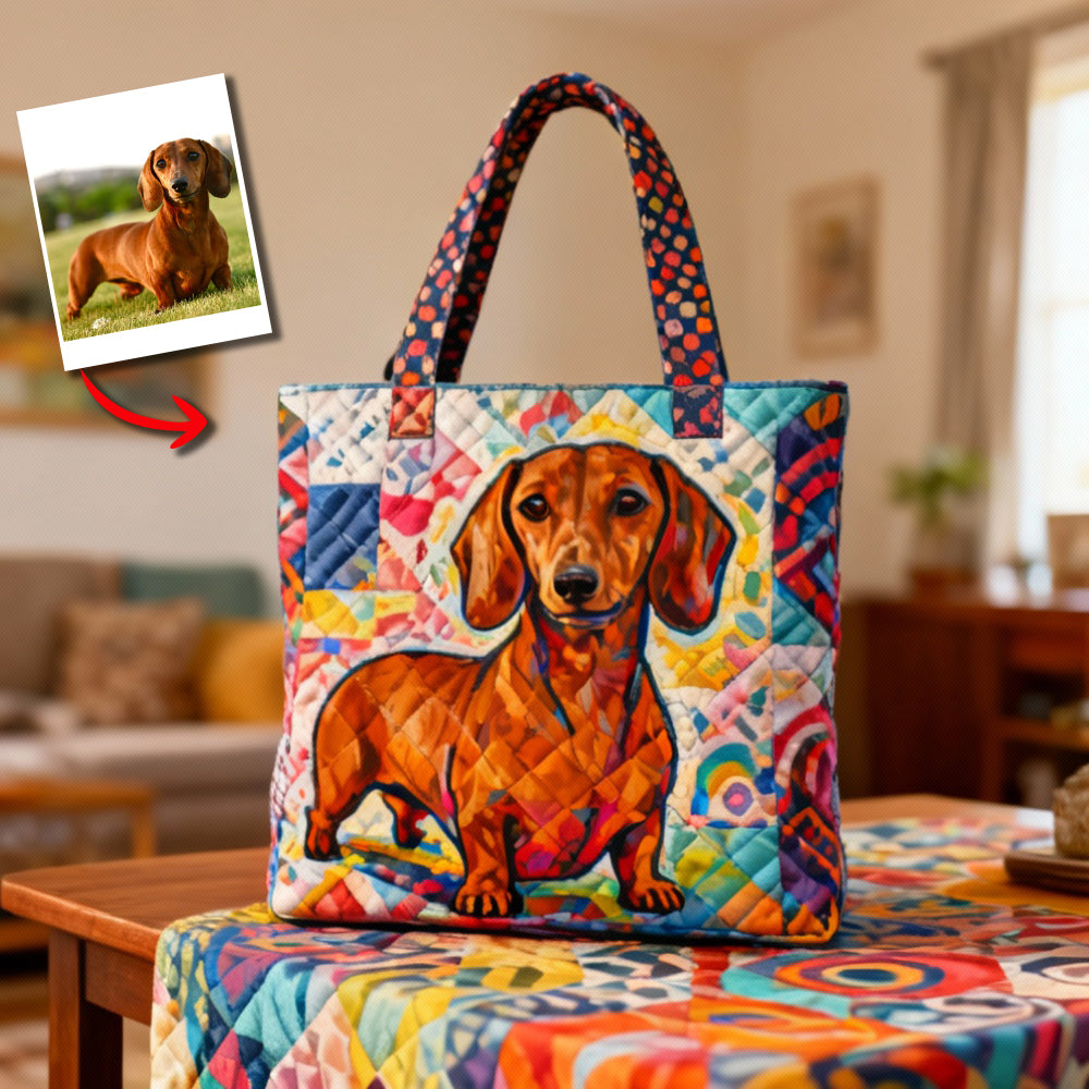 Funky Pet Art - Personalized Dog Cat Quilted Tote Bag