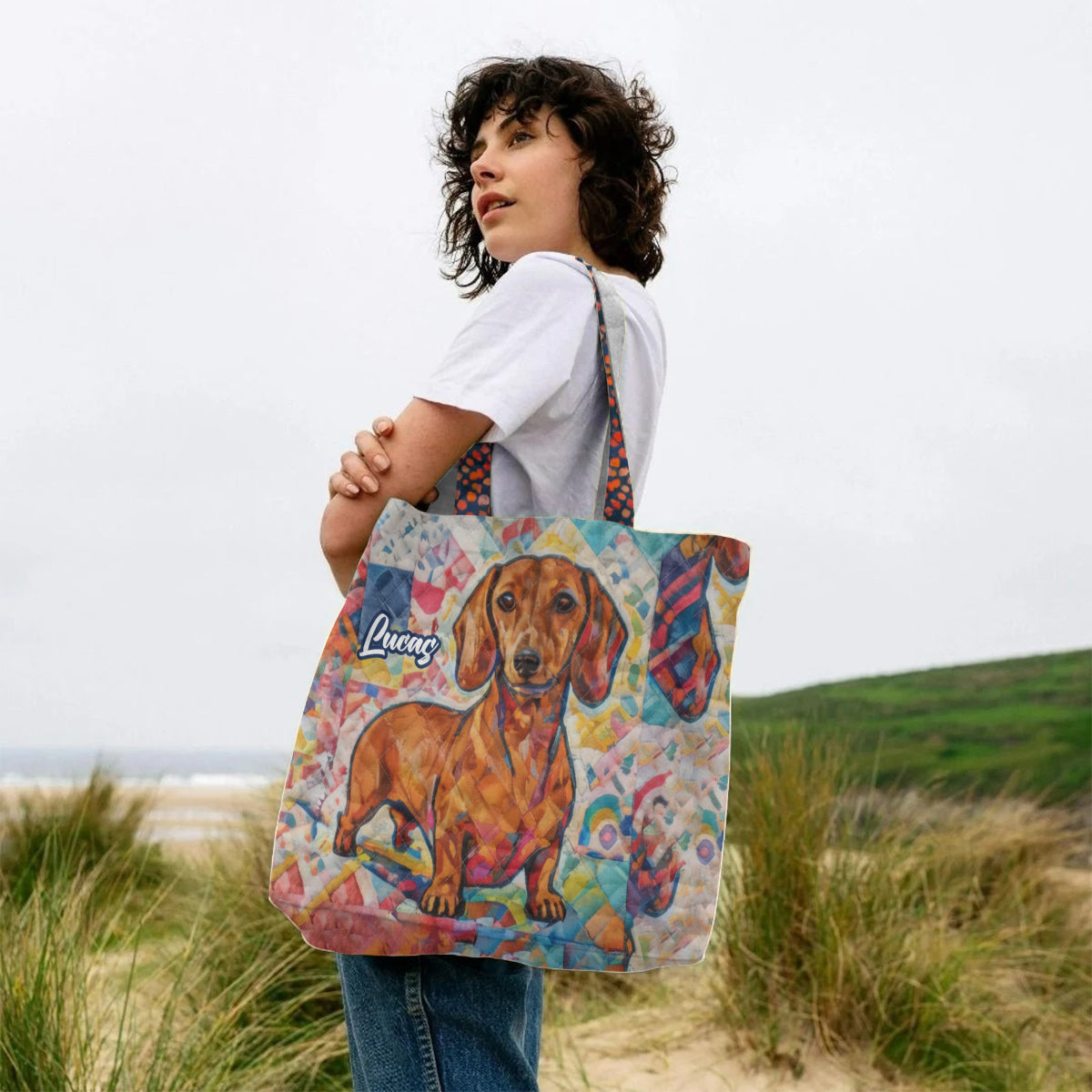 Funky Pet Art - Personalized Dog Cat Quilted Tote Bag