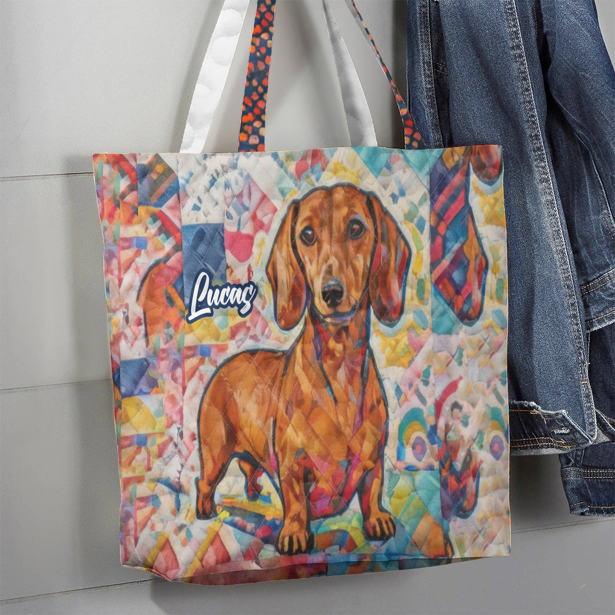 Funky Pet Art - Personalized Dog Cat Quilted Tote Bag