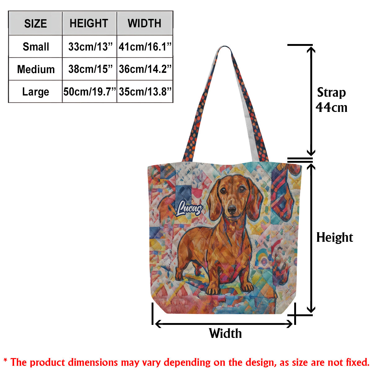 Funky Pet Art - Personalized Dog Cat Quilted Tote Bag