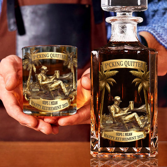 Appreciation, Retirement Gift For Coworkers, Work Friends, Colleagues - Personalized Retired Whiskey Decanter Set