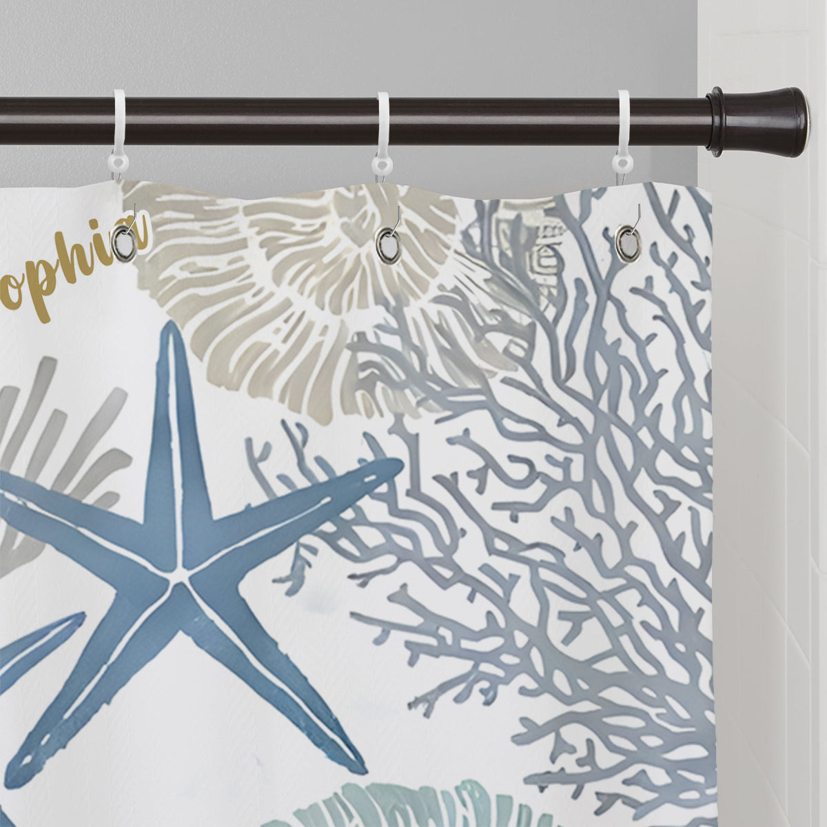 Coral Seashells Starfish - Personalized Sea Lover Blackout Window Curtain/ Drapes Set