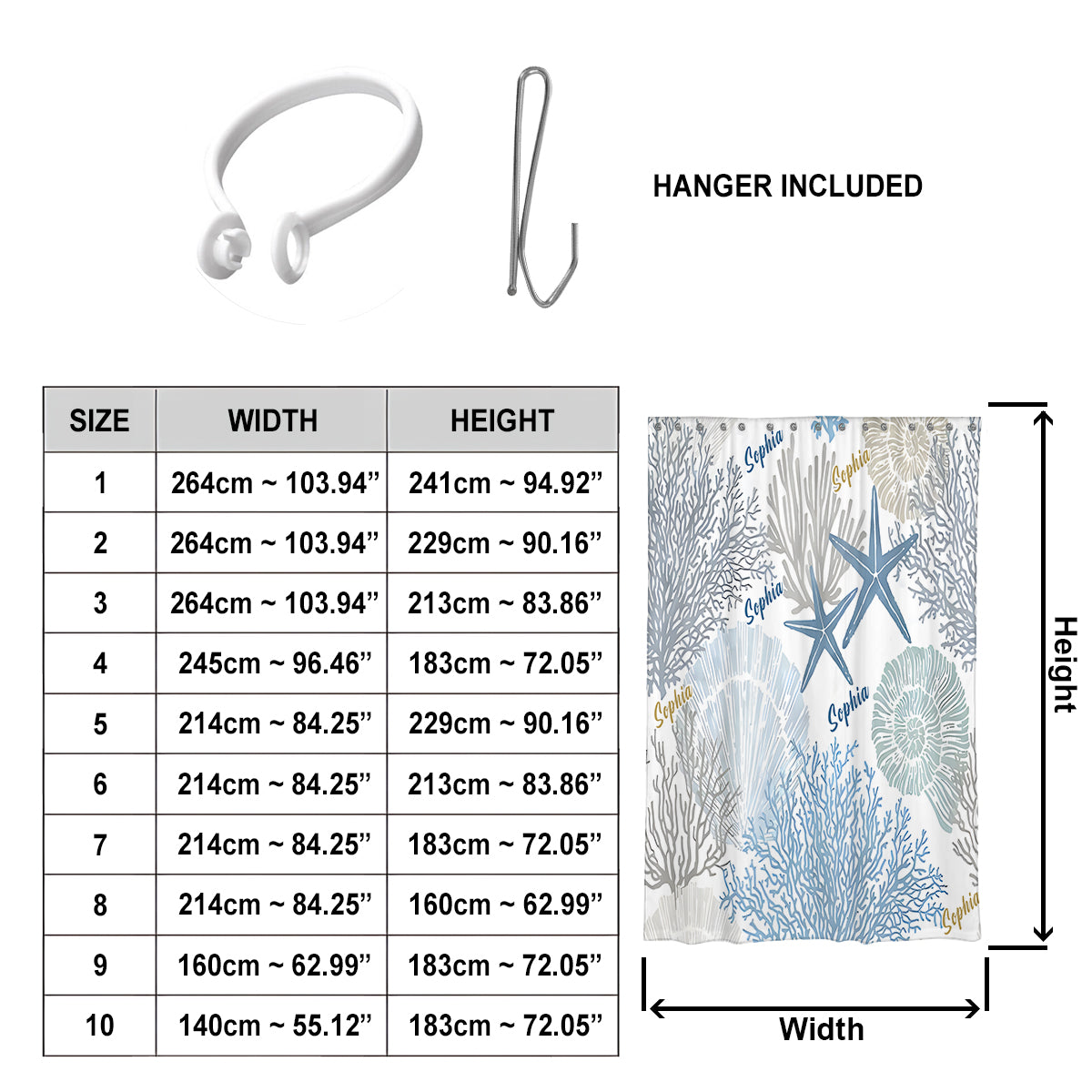 Coral Seashells Starfish - Personalized Sea Lover Blackout Window Curtain/ Drapes Set