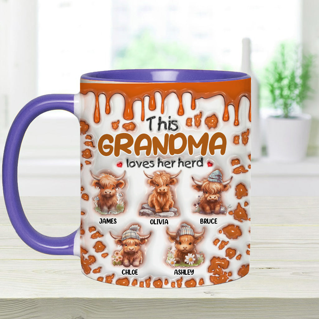 This Grandma Loves Her Herd - Personalized Grandma Accent Mug