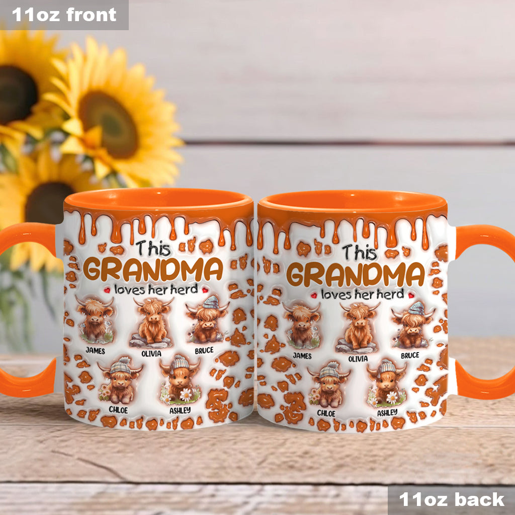 This Grandma Loves Her Herd - Personalized Grandma Accent Mug