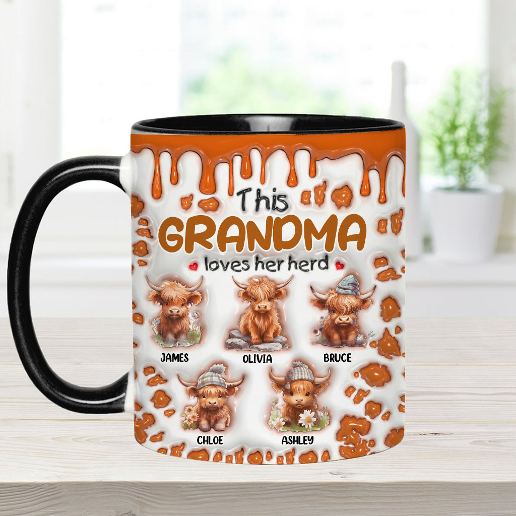This Grandma Loves Her Herd - Personalized Grandma Accent Mug