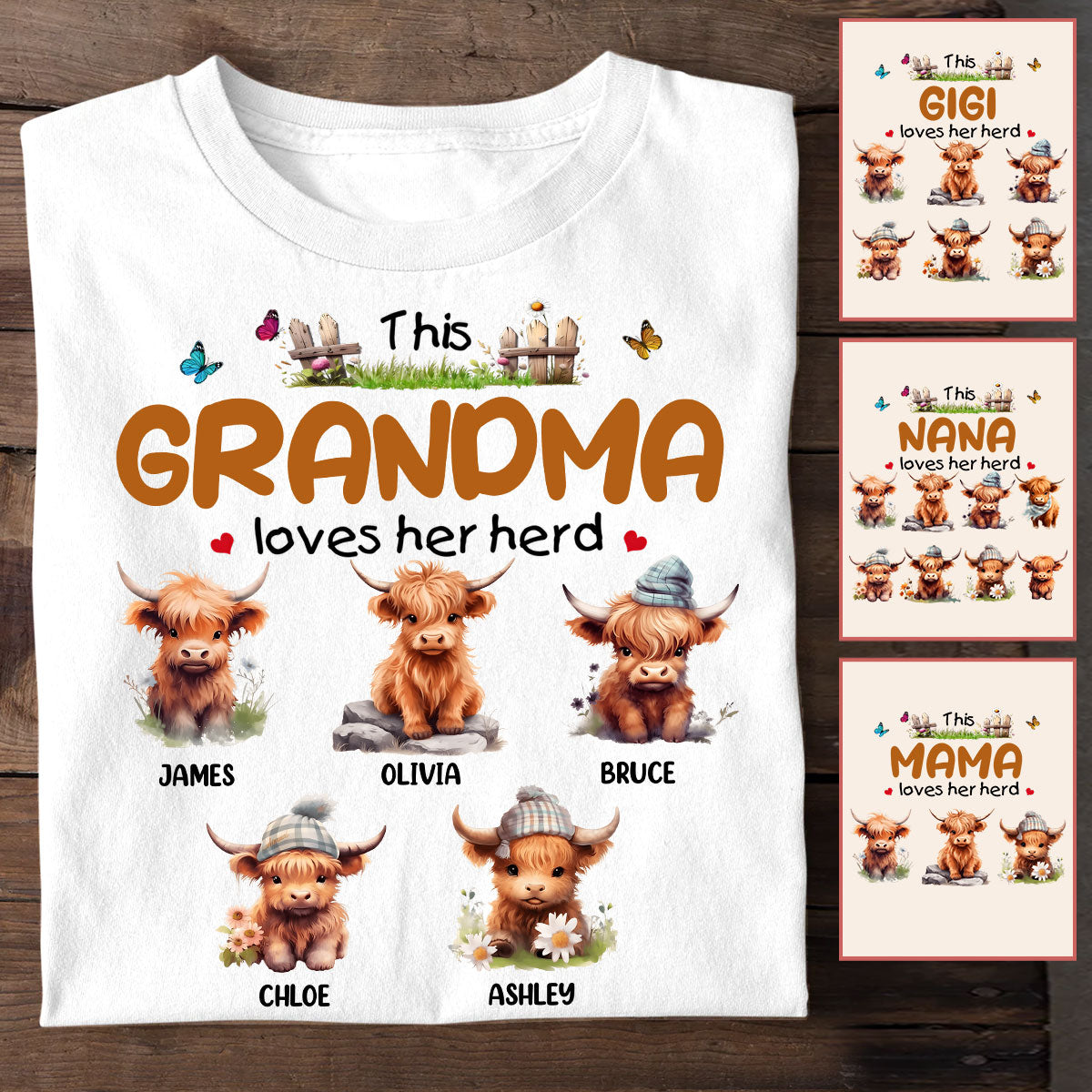 This Grandma Loves Her Herd - Personalized Grandma T-shirt And Hoodie