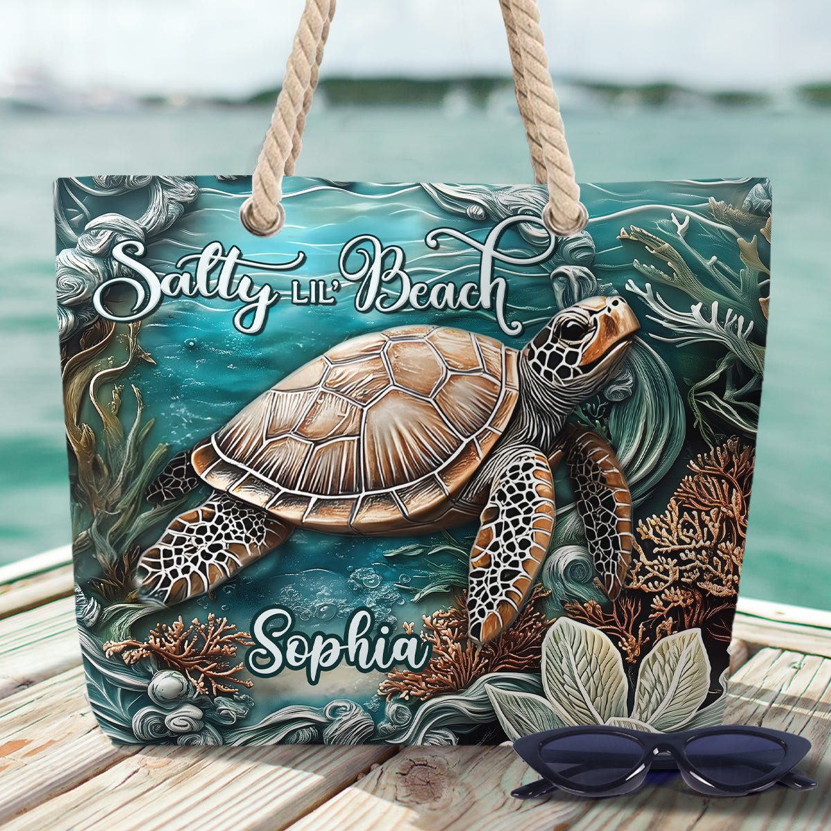 Salty Lil' Beach - Personalized Turtle Beach Bag