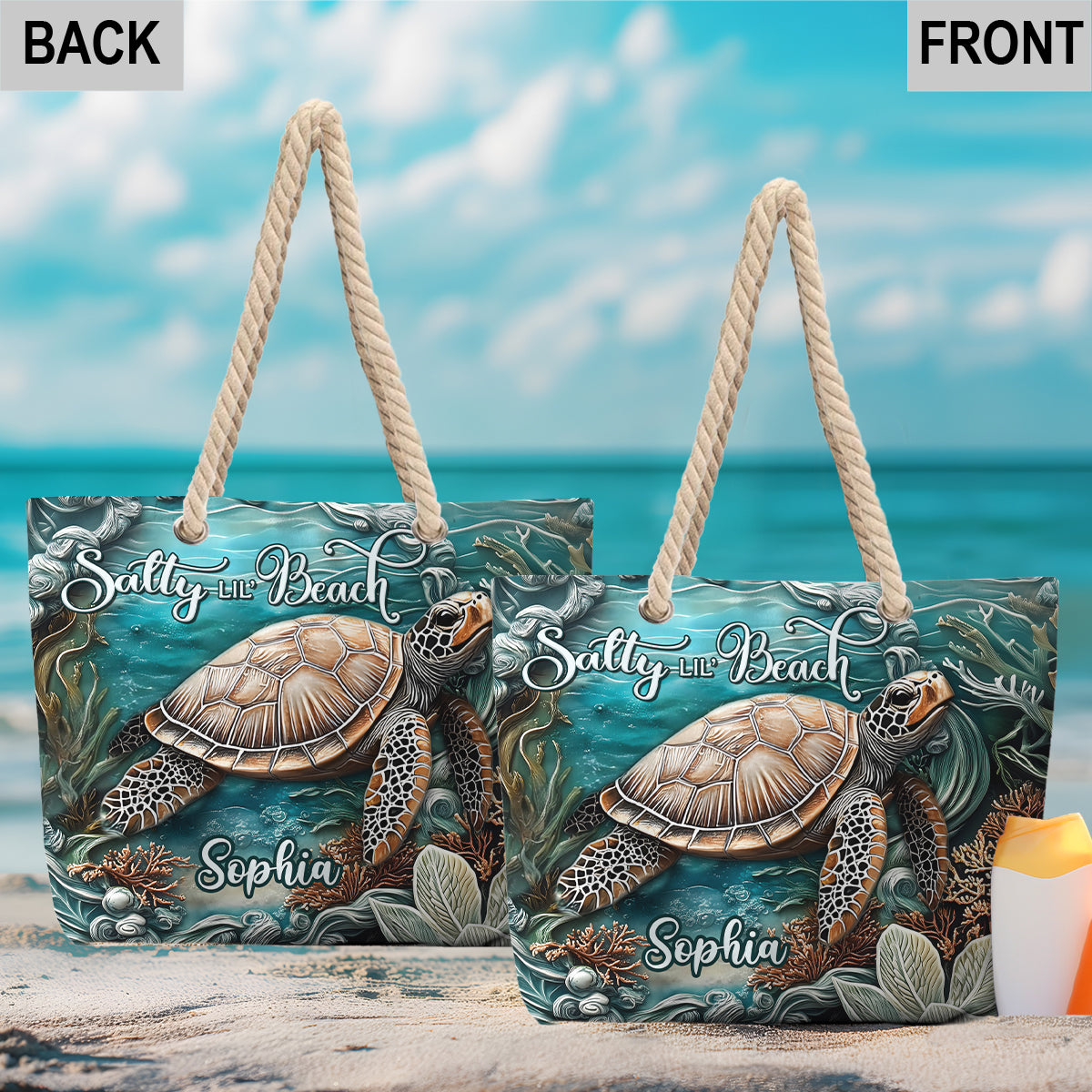 Salty Lil' Beach - Personalized Turtle Beach Bag