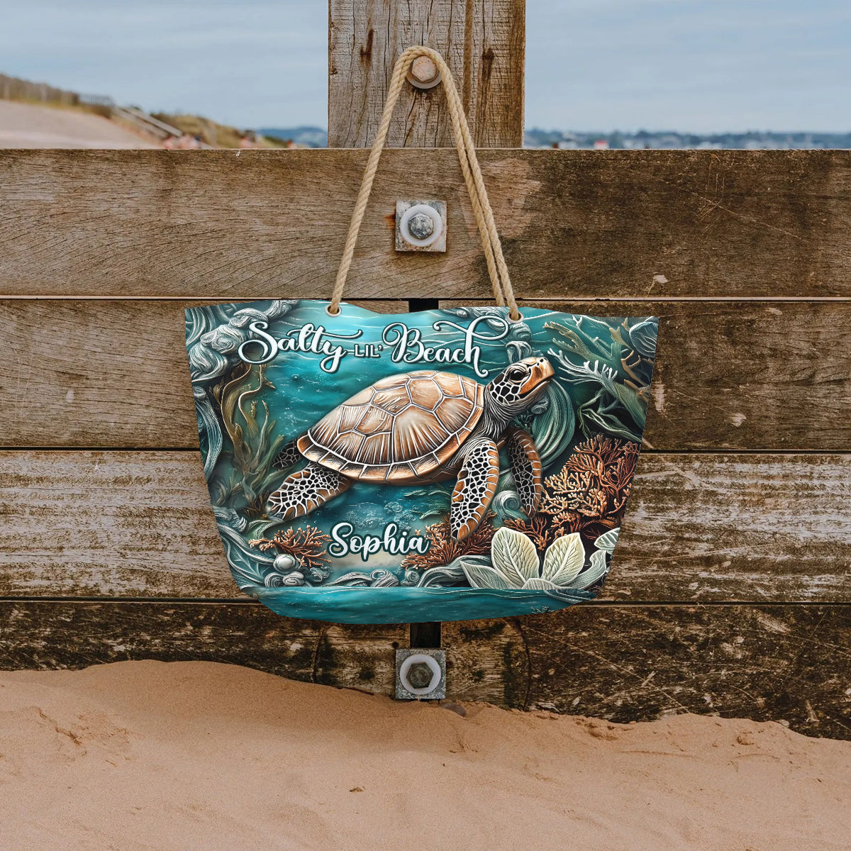 Salty Lil' Beach - Personalized Turtle Beach Bag