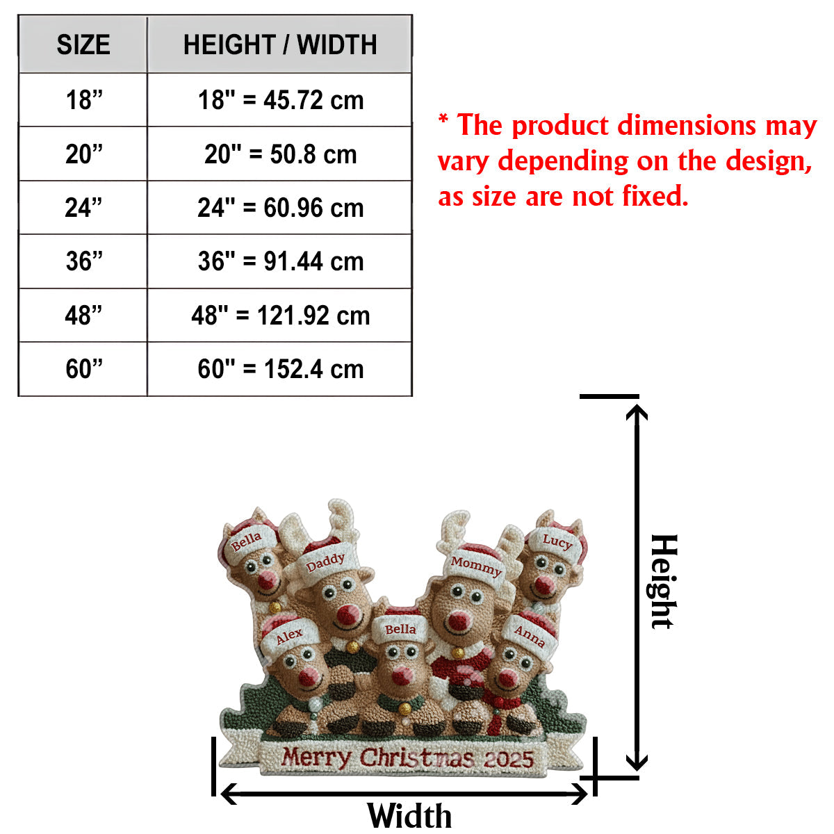 Cute Reindeer Holiday - Personalized Family Non-Slip Tufted Rug