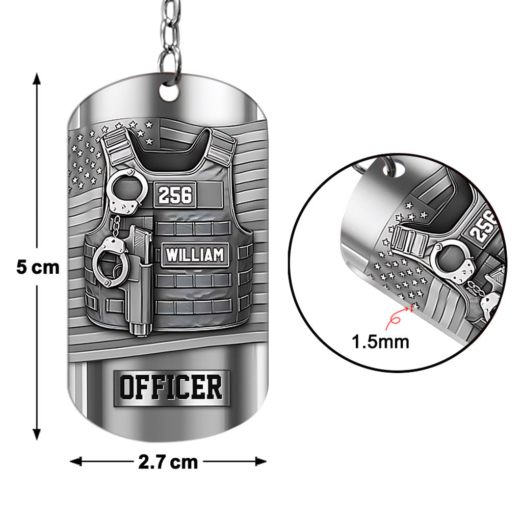 Serve And Protect - Personalized Police Officer Stainless Steel Keychain