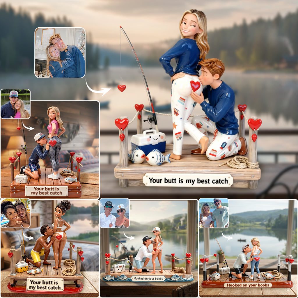 Naughty Couple Fishing - Personalized Fishing Custom Shaped Acrylic Plaque