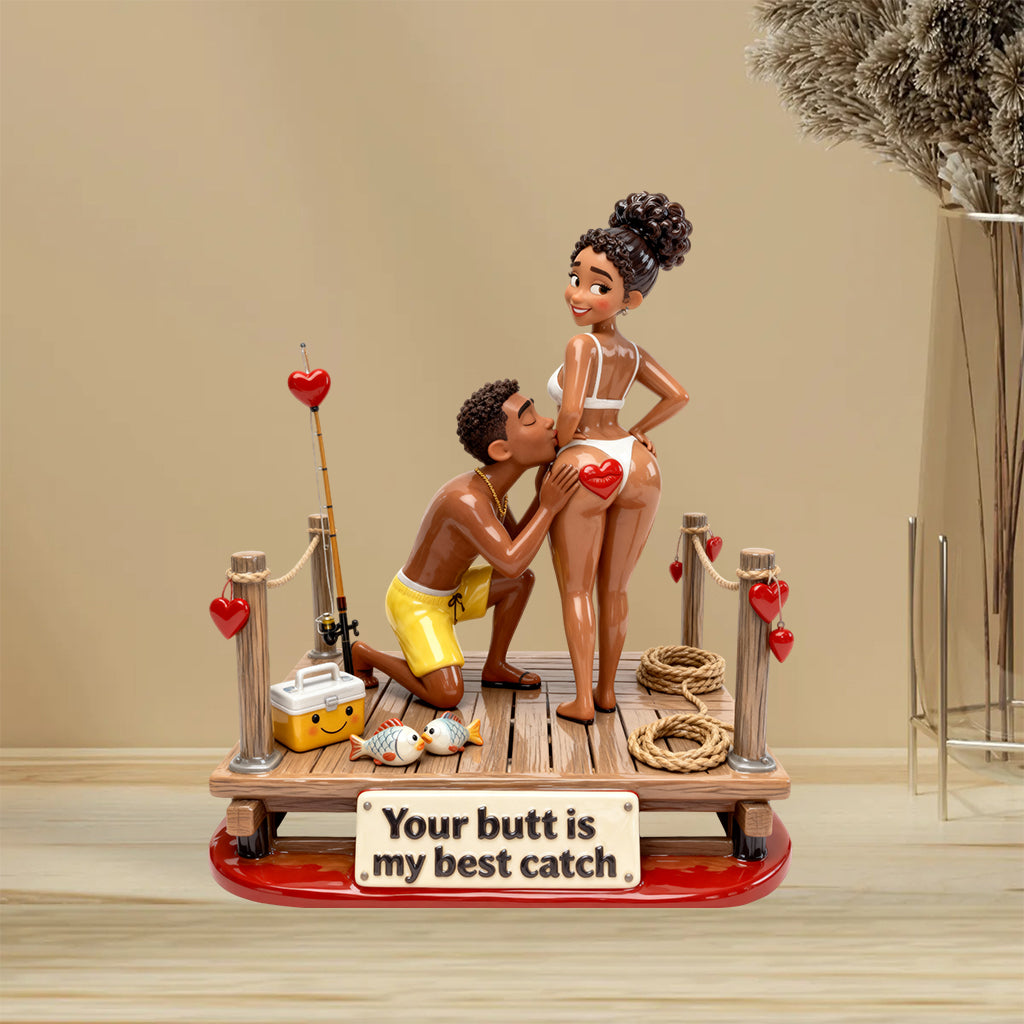 Naughty Couple Fishing - Personalized Fishing Custom Shaped Acrylic Plaque