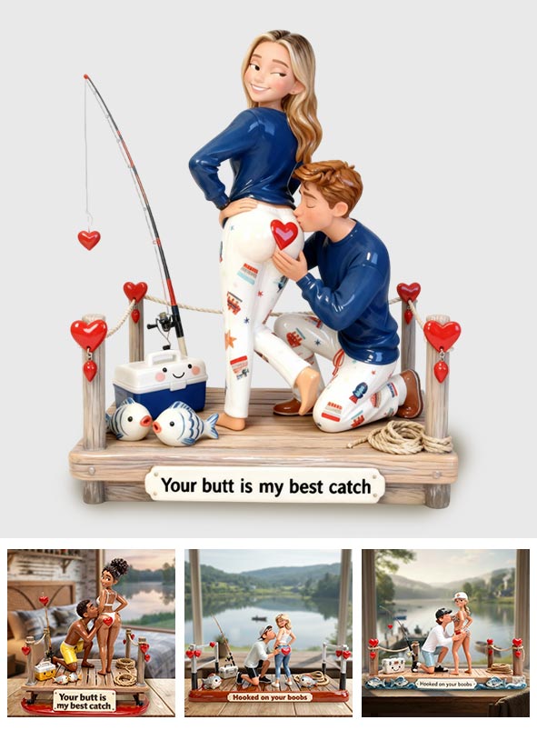 Naughty Couple Fishing - Personalized Fishing Custom Shaped Acrylic Plaque