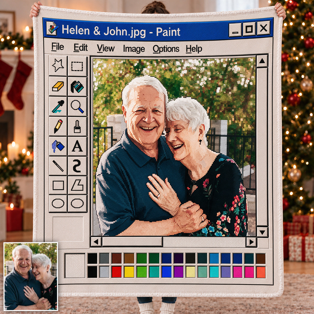 Paint Couple Retro - Personalized Couple Blanket