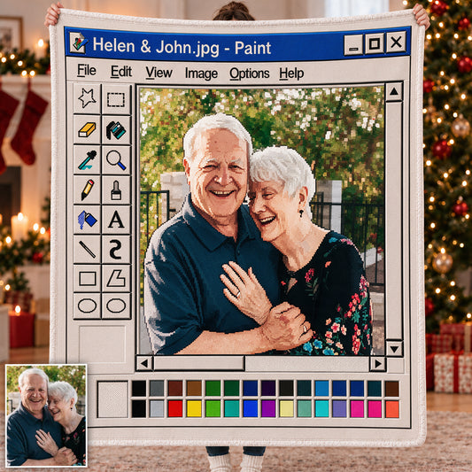 Paint Couple Retro - Personalized Couple Blanket