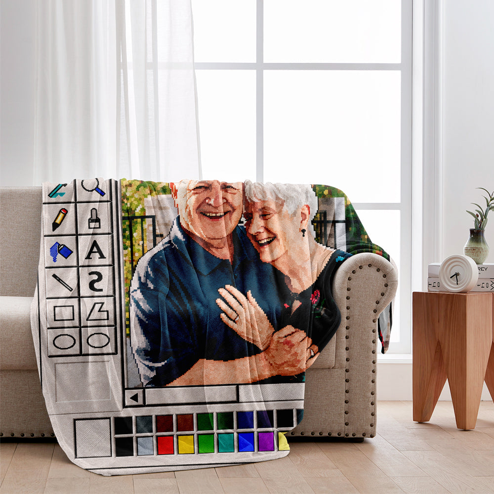 Paint Couple Retro - Personalized Couple Blanket