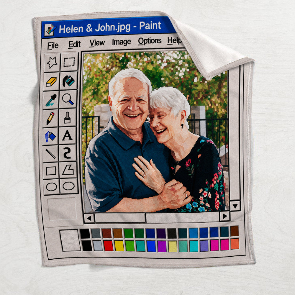 Paint Couple Retro - Personalized Couple Blanket