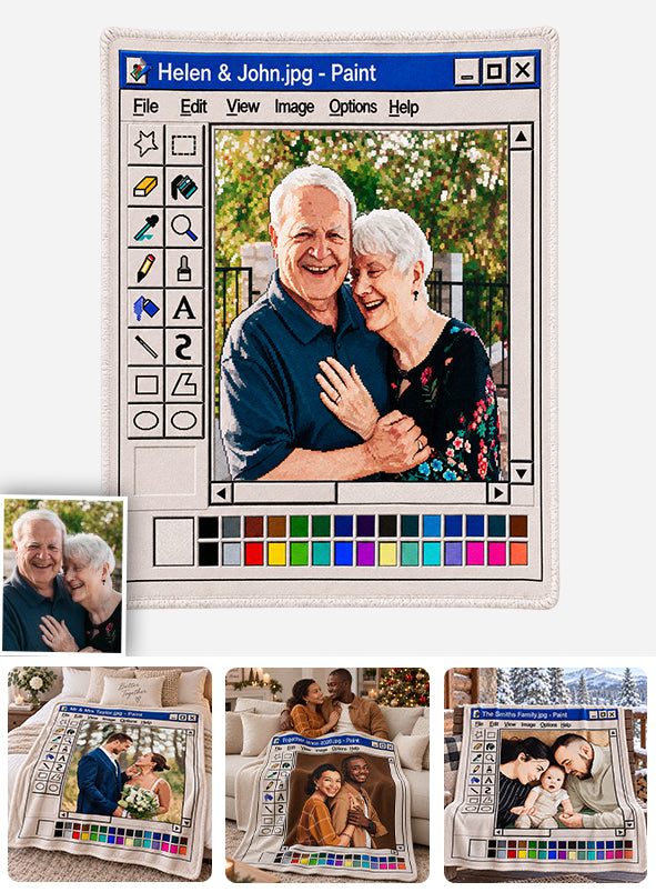 Paint Couple Retro - Personalized Couple Blanket