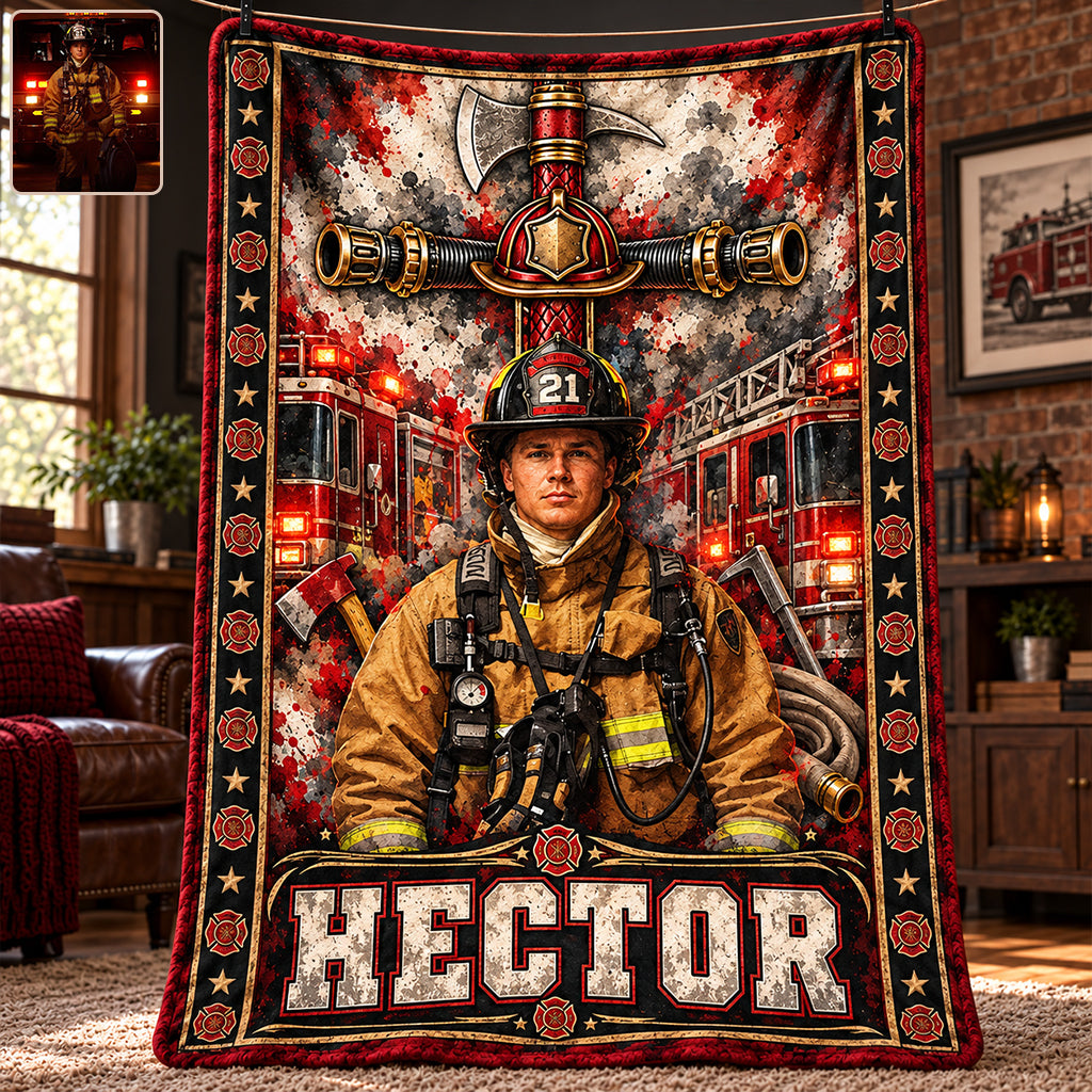 Faith & Courage - Personalized Firefighter Blanket
