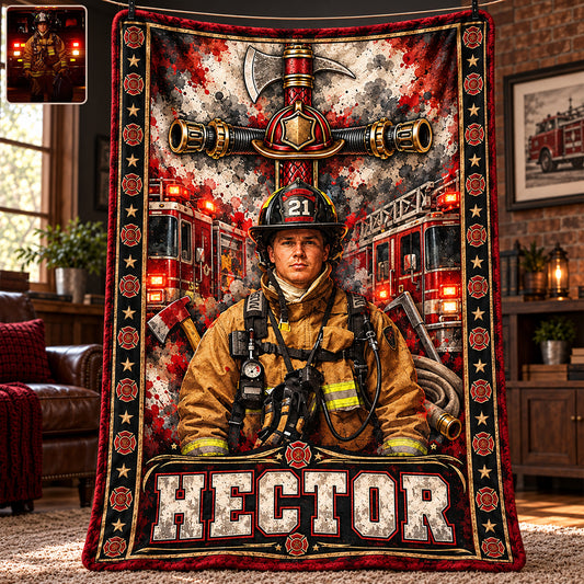 Faith & Courage - Personalized Firefighter Blanket