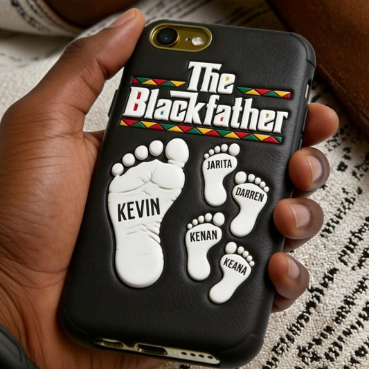 The Blackfather - Personalized Father 3D Embossed Leather Phone Case